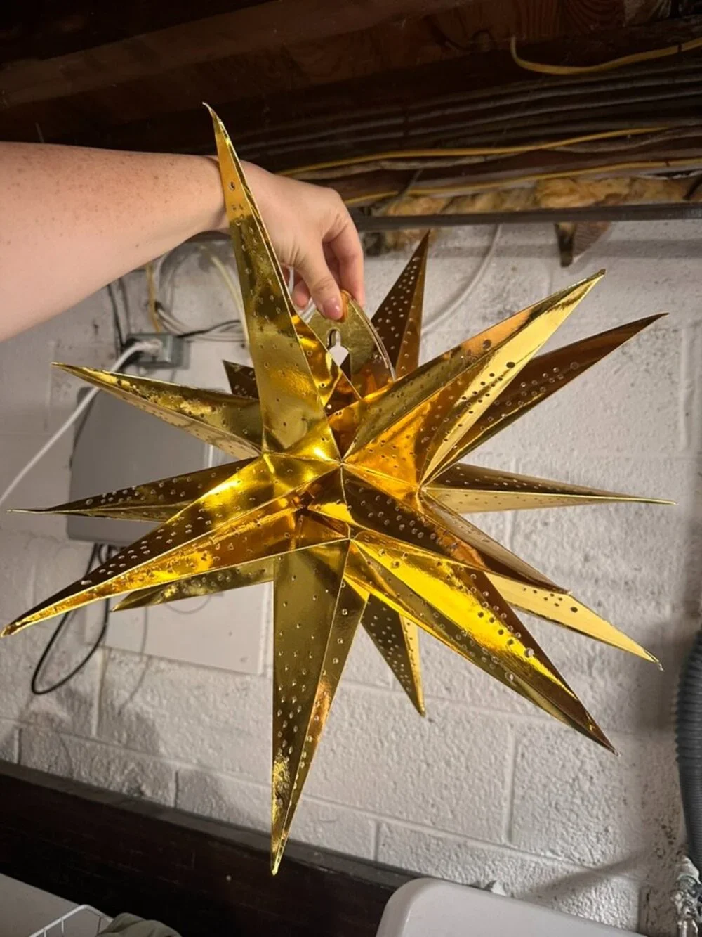 Moravian Hanging Glossy Gold Multi-Point Paper Star